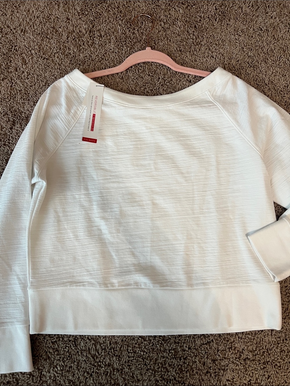 T by Talbots Cozy Crush Two Way White Pullover Top Size S - Picture 2 of 5